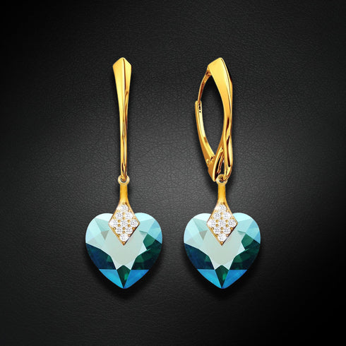 Серебряные серьги "Mīļais Valentīns (Emerald Shimmer)" с кристаллами Swarovski™